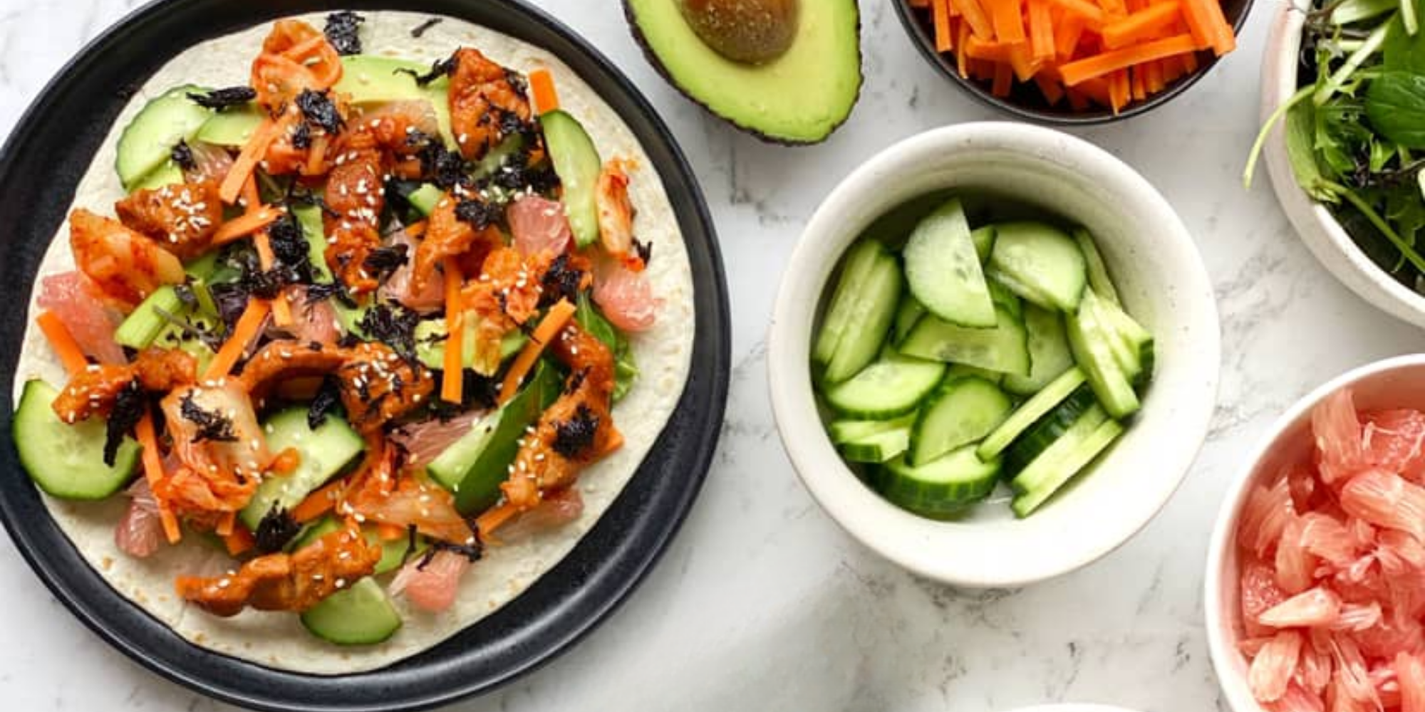Gochujang Pork, Pomelo & Kimchi Tacos
